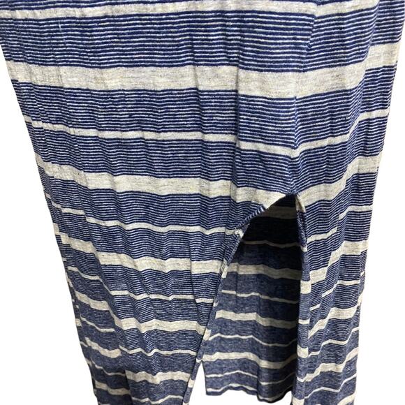 MADEWELL Linen blue and white striped maxi tank dress with slits - Medium - Picture 4 of 9